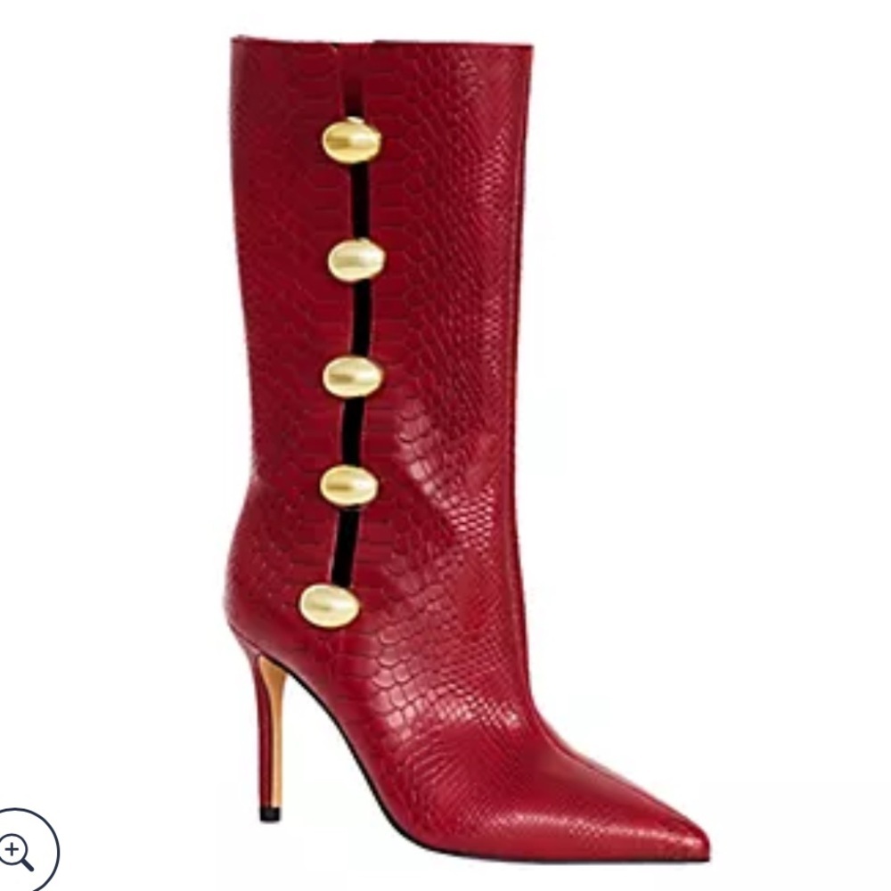 Katy Perry The Revival Red Snake Ornament Stud Mid-Calf Boots Size 6.5 NWOB